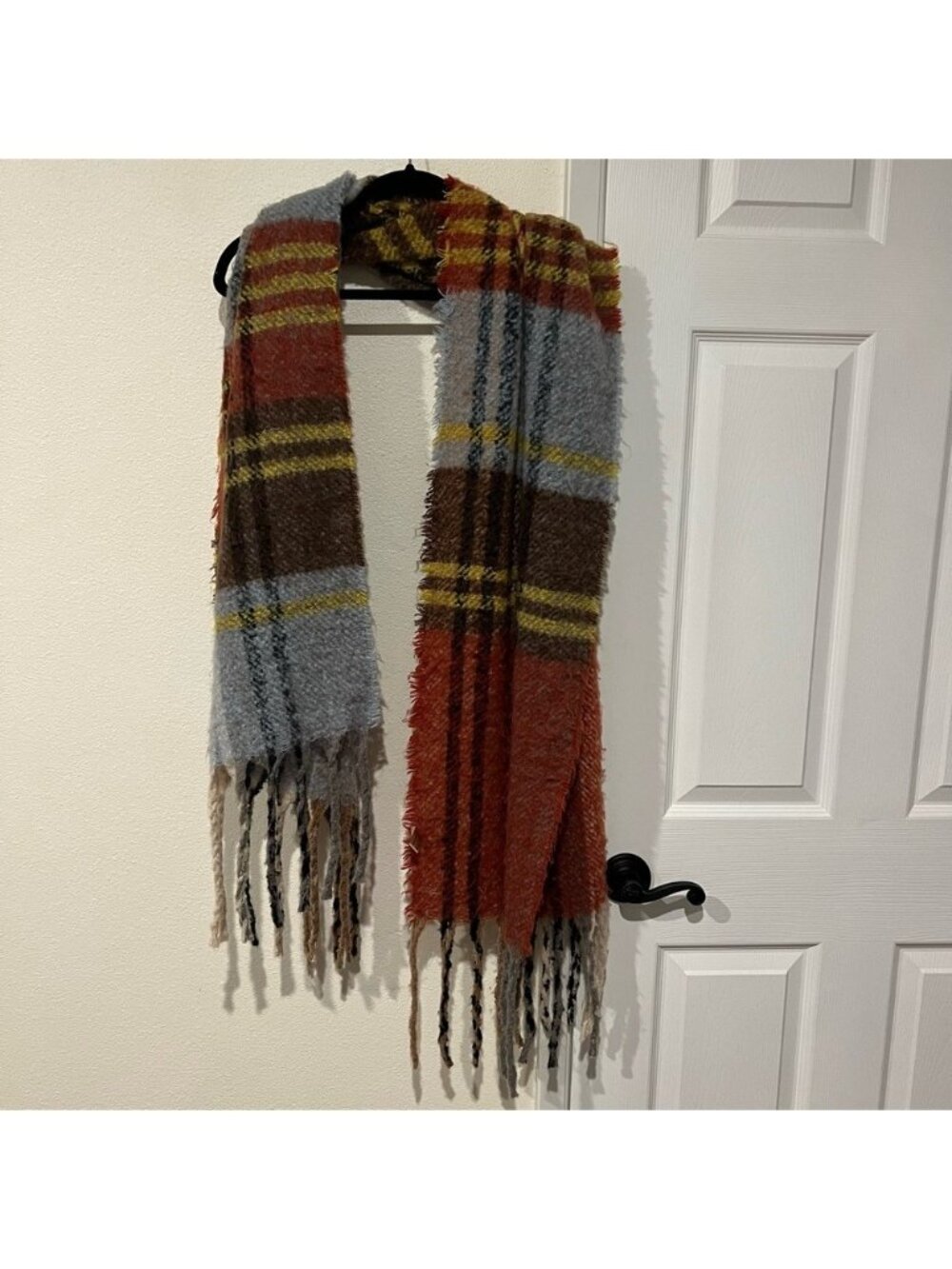 Oversized Plush Plaid Multicolor Soft Knit Blanket Scarf